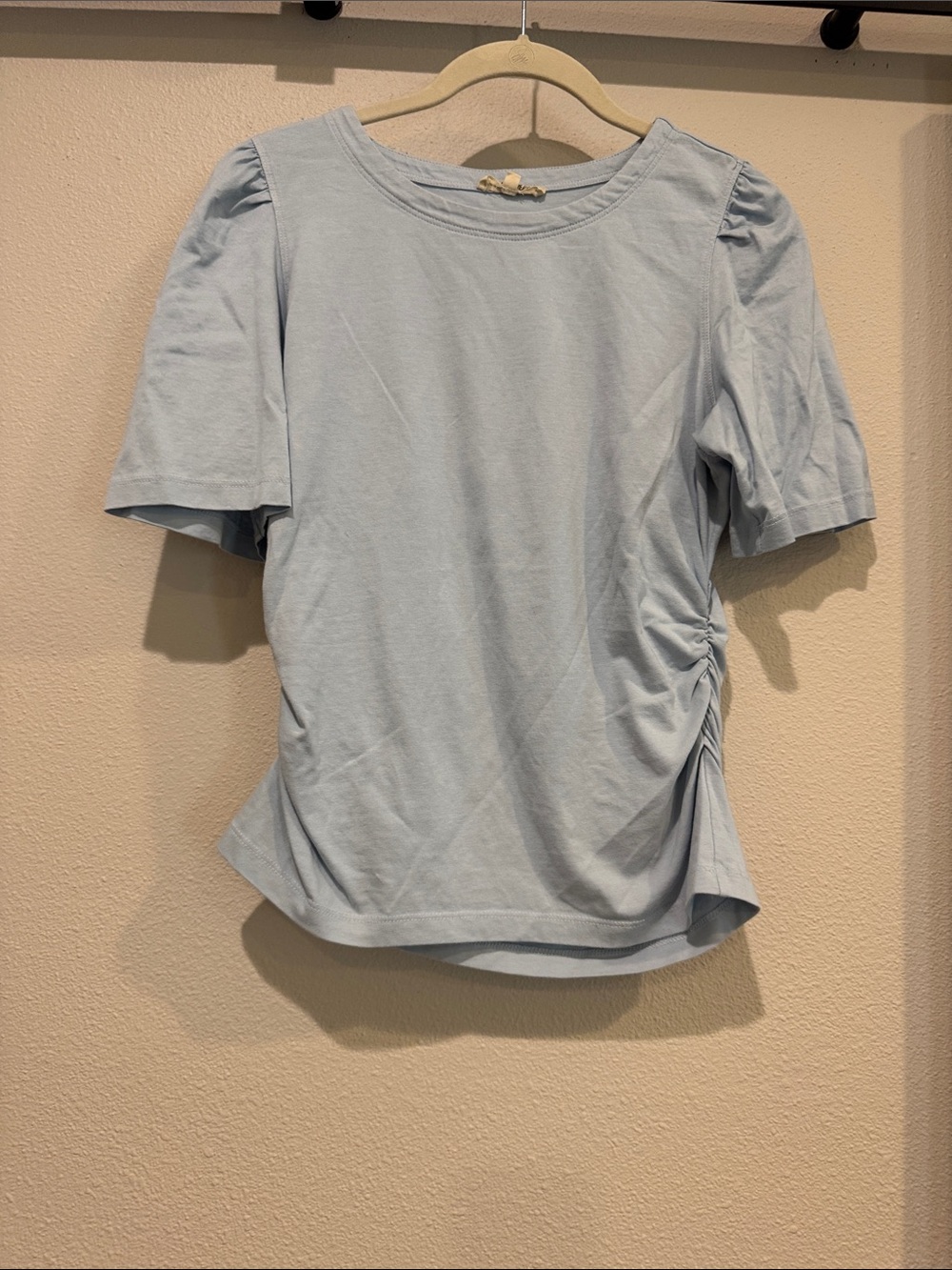 Madewell Light Blue Ruched Side Short Sleeve Women's Top